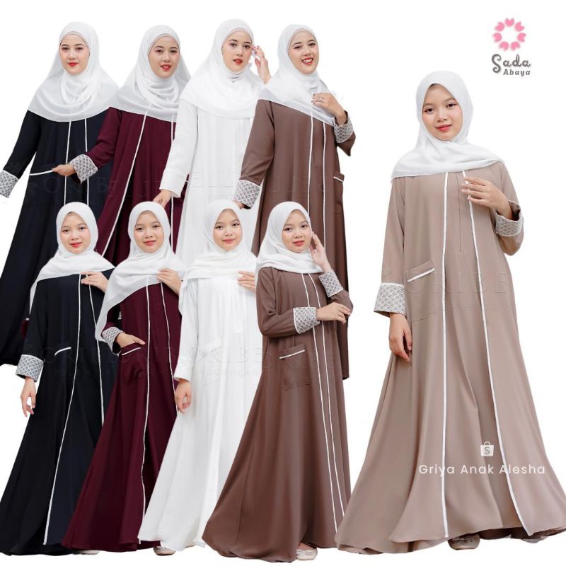 Oribelle kids Sada gamis Dress muslim couple ibu dan amak remaja hitam putih haji umroh