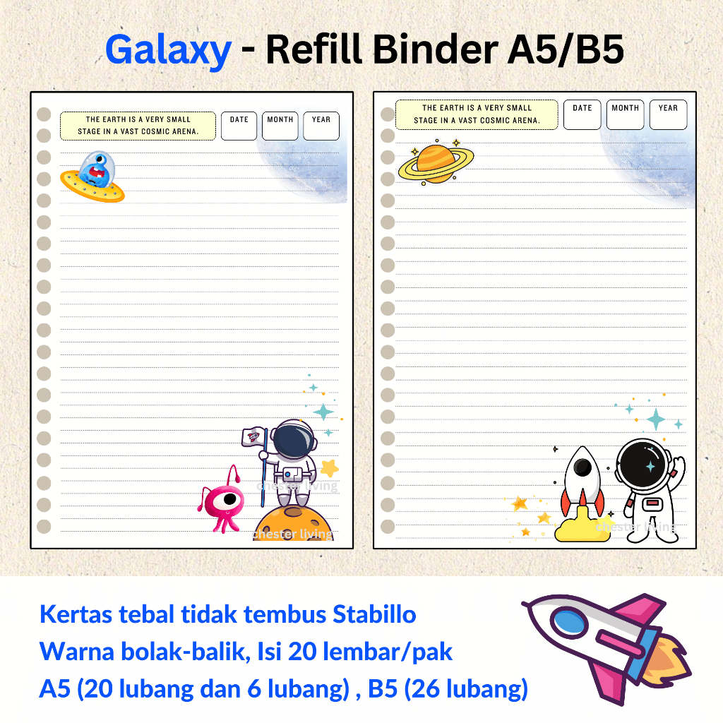 

Galaxy - Loose leaf A5 B5 | Isi Kertas File Refill Map Binder | Notes Notebook Memo Buku Tulis