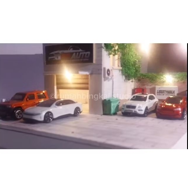 diorama garasi liberty walk hotwheels mini scale