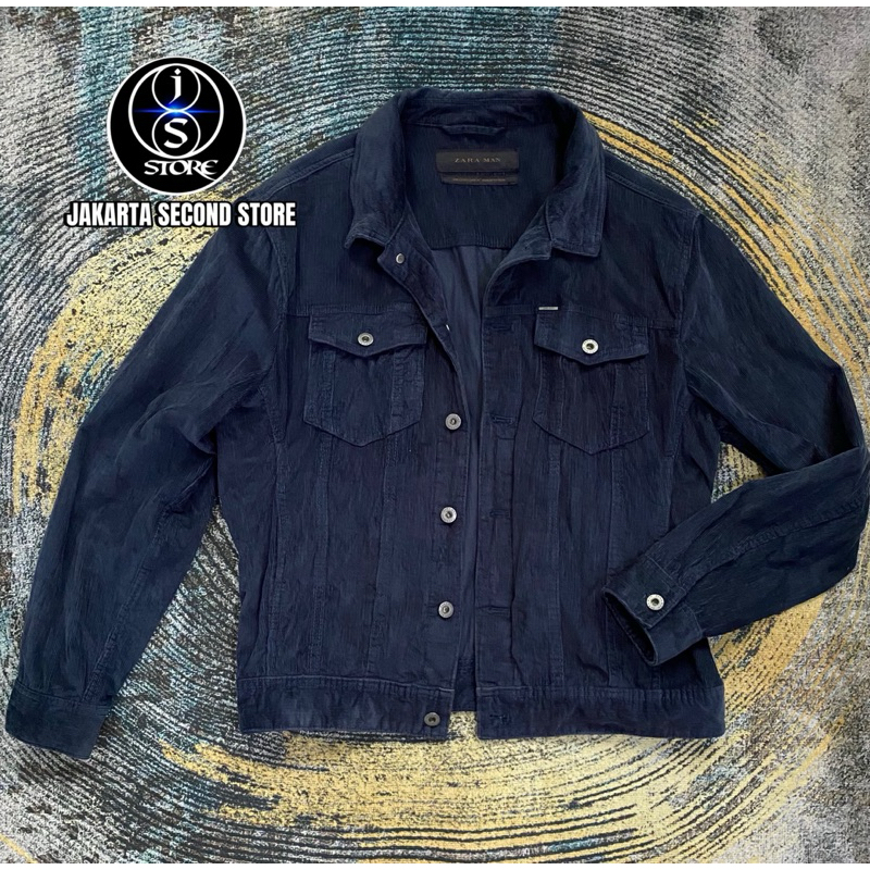 Jaket Corduroy Navy Zara Man