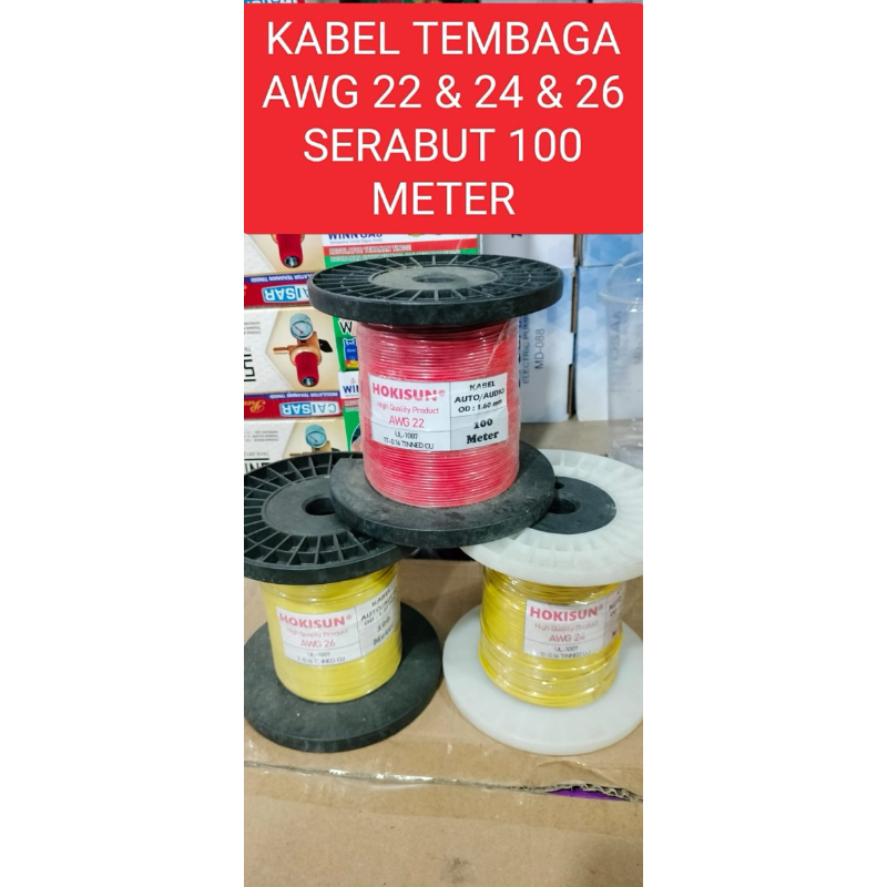 Kabel Tembaga AWG 22, 24, & 26 Serabut 100M