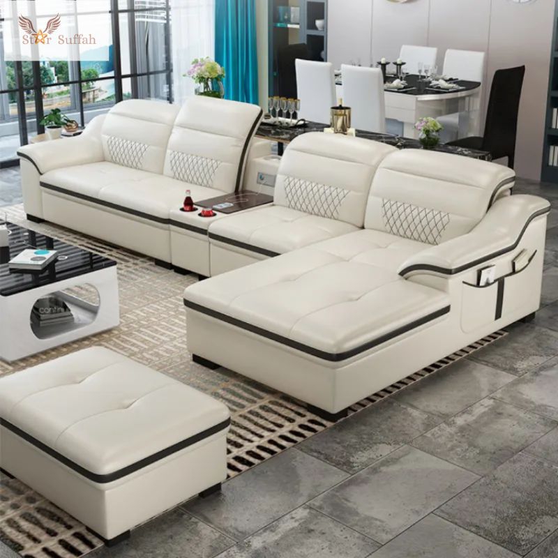 Sofa minimalis bentuk L kursi tamu set modern