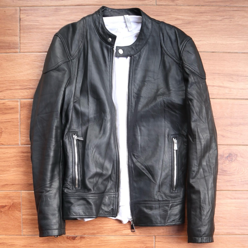 ZARA MAN Jaket kulit aslo domba biker rider caferacer slim kerah koko sanghai genuine leather jacket