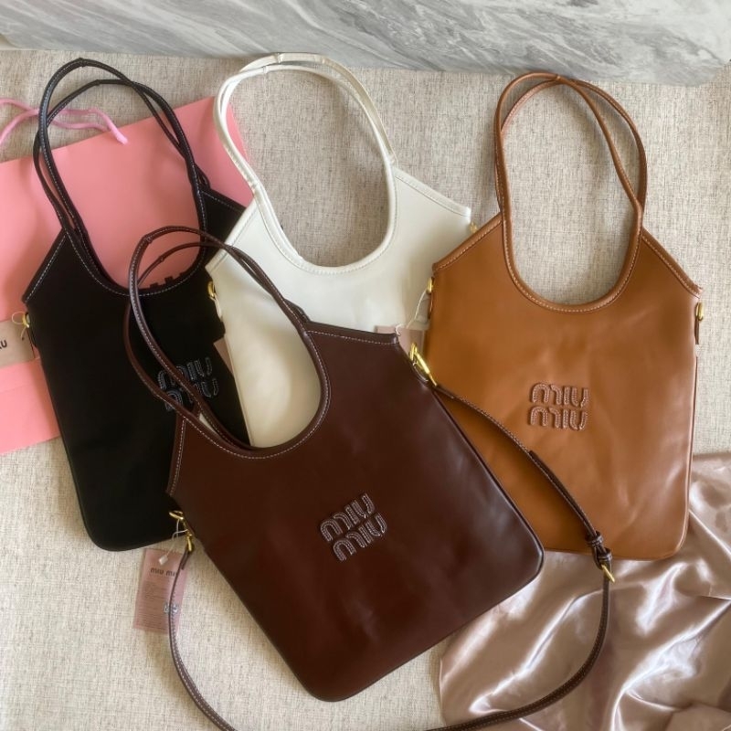 TAS MIU MIU IVY TOTE BAGS IN LEATHER PREMIUM QUALITY
