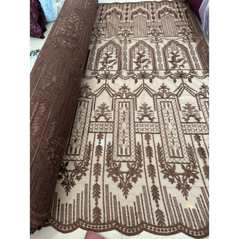 Kain tulle bordir motif etnik sumbawa