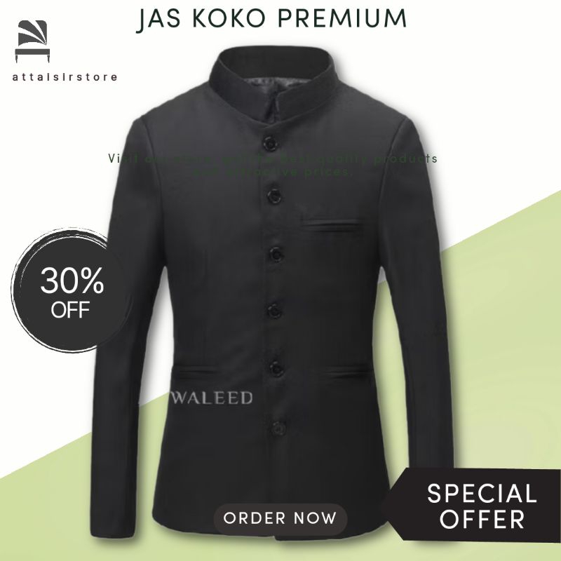Jas Koko Pria Premium Hitam Jasko Mandarin / Jas Koko Mandarin / Jasko Santri / Jasko Pria / Jasko P