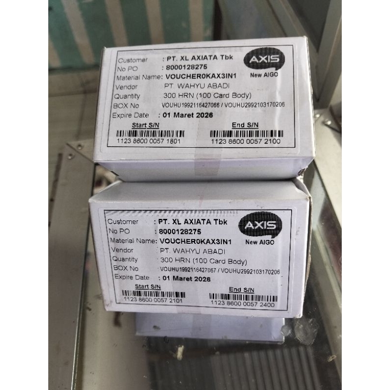 Voucher kosong Axis (1lembar 3SN) 1 kotak isi 300pc