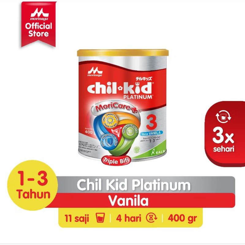 

Morinaga Chilkid - Chil Kid Platinum Moricare+ Triple Bifi Vanila 400Gr Exp Date Mar 2027