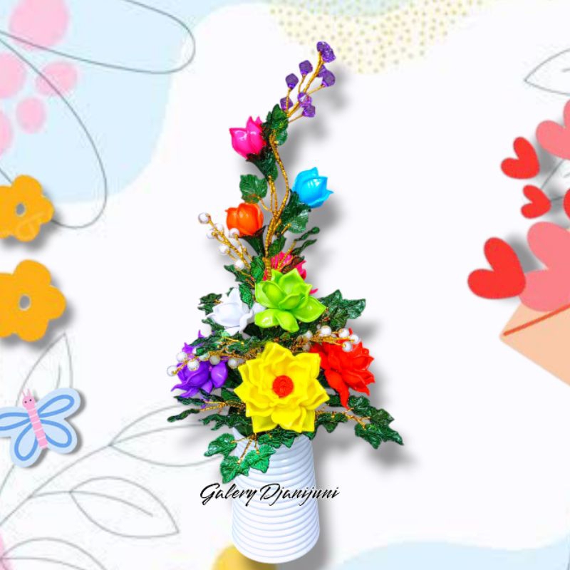 Bunga Akrilik Besar Set+Pot || Bunga Meja Ruang Tamu || Bunga Hias Akrilik Pajangan || Dekorasi Ruan