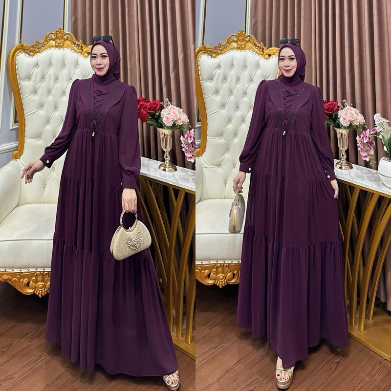 Kamila mode - Dress Gamis set hijab payet premium terbaru 2025 polos kekinian