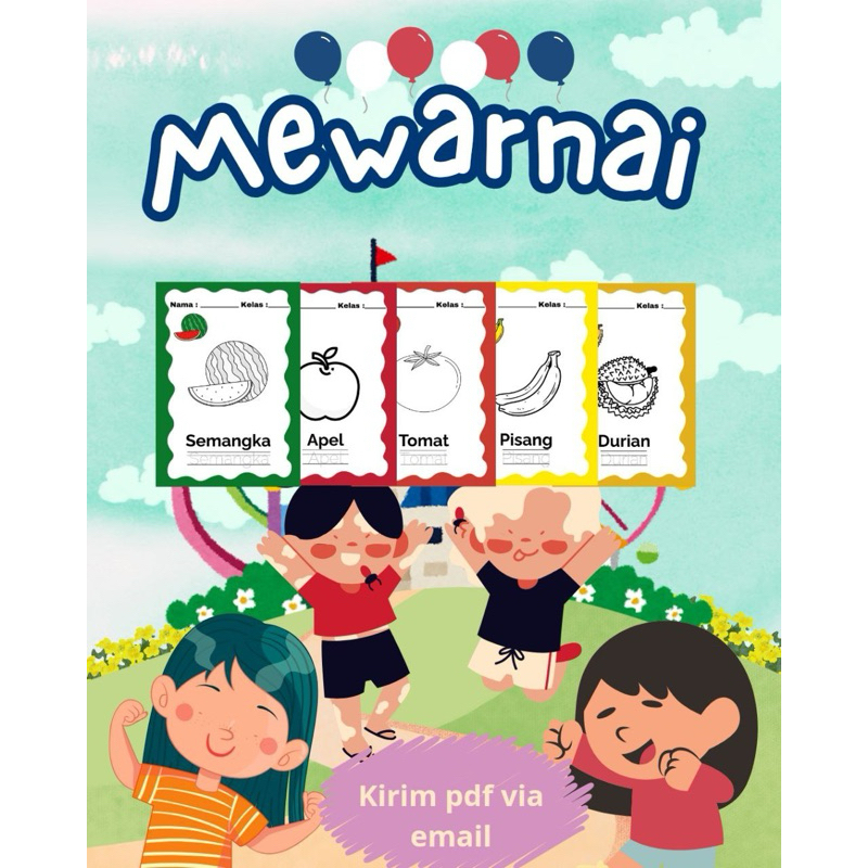Lembar Kerja Worksheet PDF Mewarnai Anak