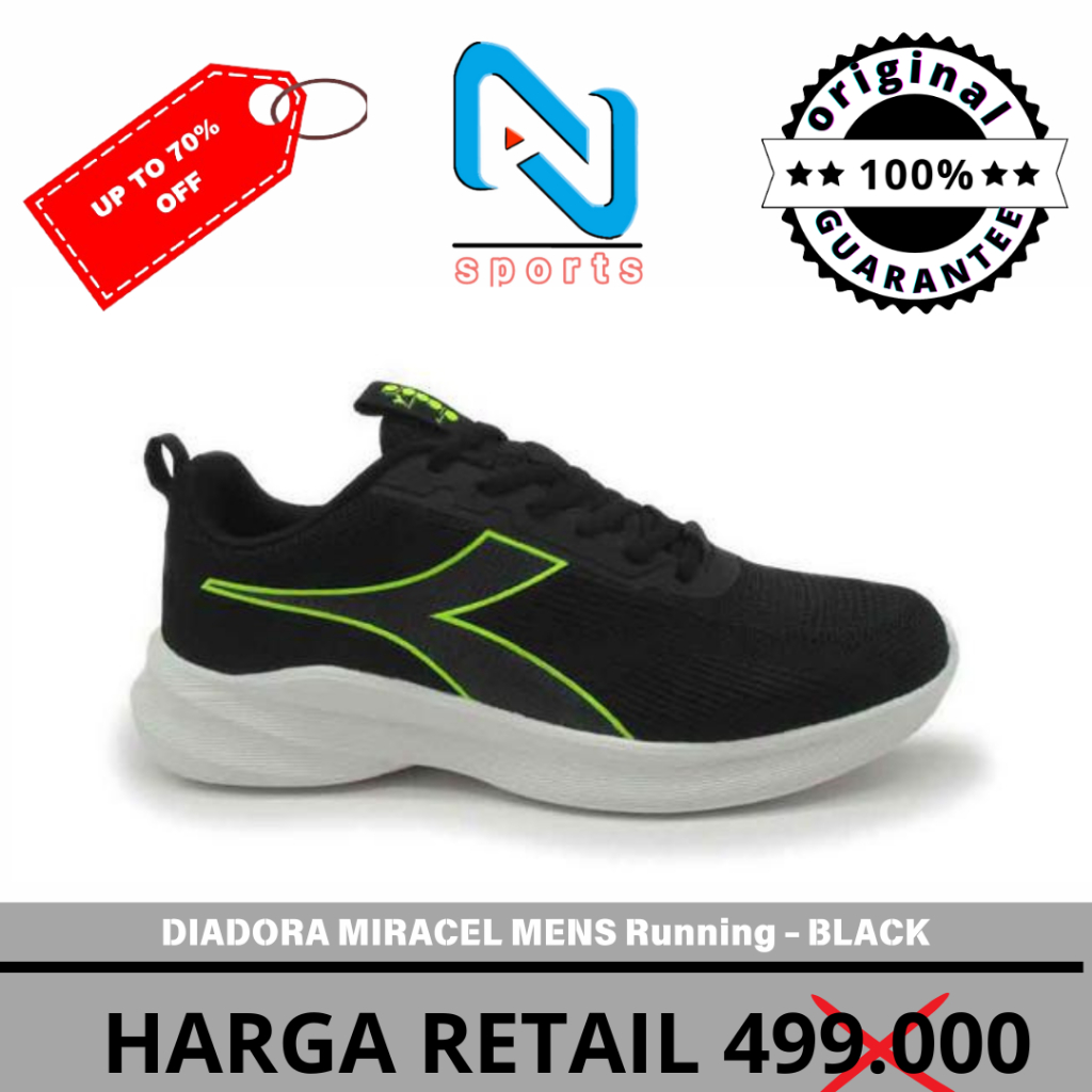 Sepatu Running Pria Diadora Miracel Black Original 100%