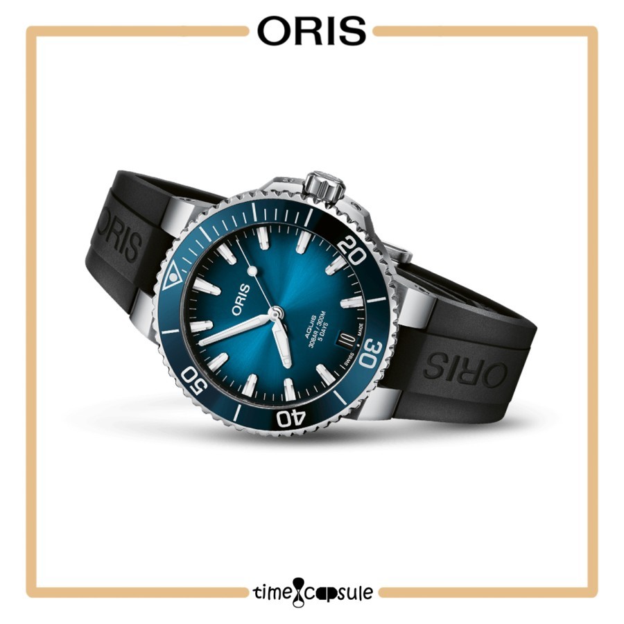 Jam Tangan ORIS Aquis Date Calibre 400 - 400 7769 4135 Black Rubber Strap Men's Watch