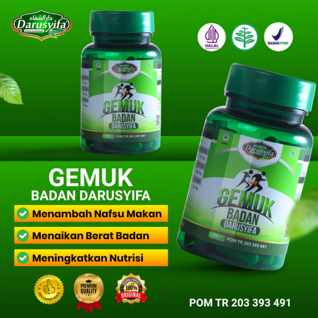 Gemuk Badan Darusyifa - Kapsul Penggemuk Badan Penambah Nafsu Makan Menambah Berat Badan BB Naik Cep