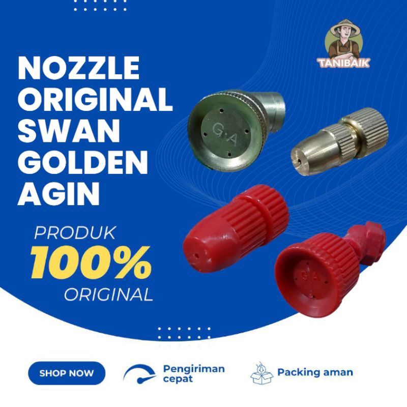 Nozzle tangki pompa sprayer SWAN original drat 12mm plastik dan kuningan DB spuyer lubang 1 4 nosel 