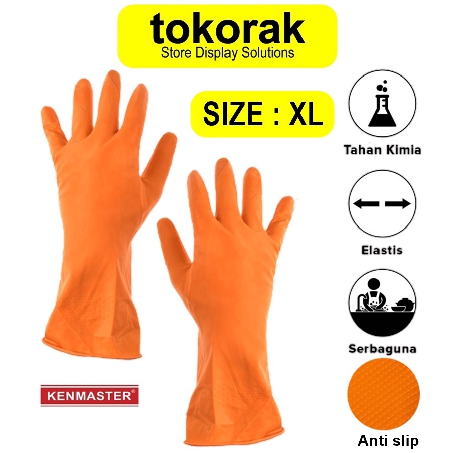 SARUNG TANGAN KARET LATEX UKURAN XL KENMASTER HOUSE HOLD GLOVES SIZE XL SARUNG TANGAN CUCI PIRING BE