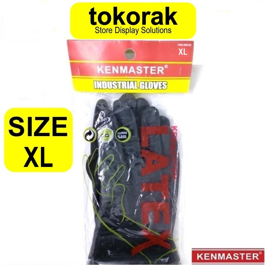 SARUNG TANGAN KARET LATEX UKURAN XL KENMASTER HAND GLOVES INDUSTRIAL HITAM SIZE XL SARUNG TANGAN PRE