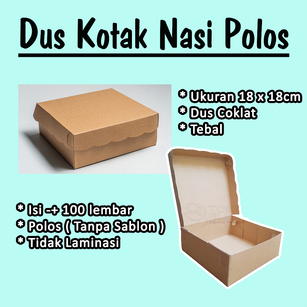

Dus Coklat Kotak Nasi R8 (18x18) Polos isi 100 lembar - Kotak Nasi Catering Snackbox