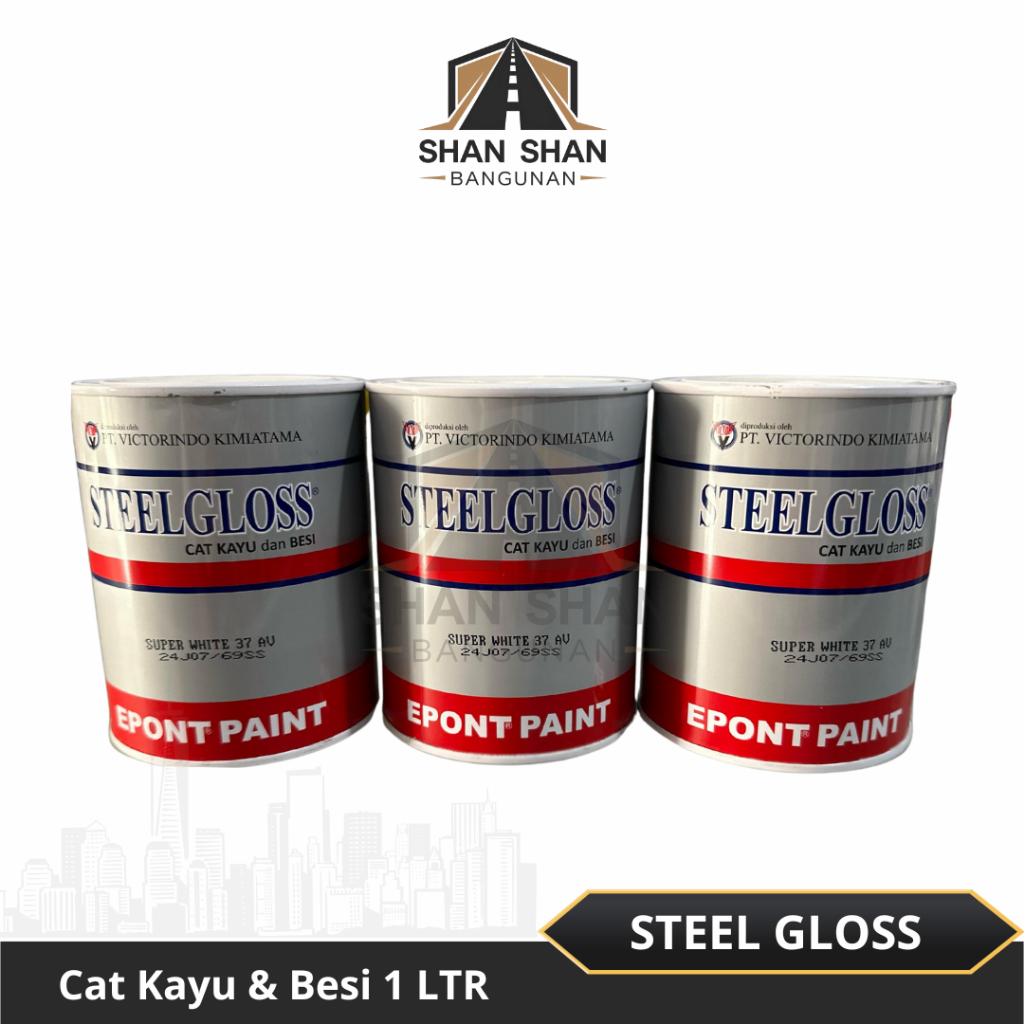 Steel Gloss - Cat Kayu dan Besi SUPER WHITE 1 Liter / Steelgloss Kilap / Cat Putih Epont Paint 1Ltr