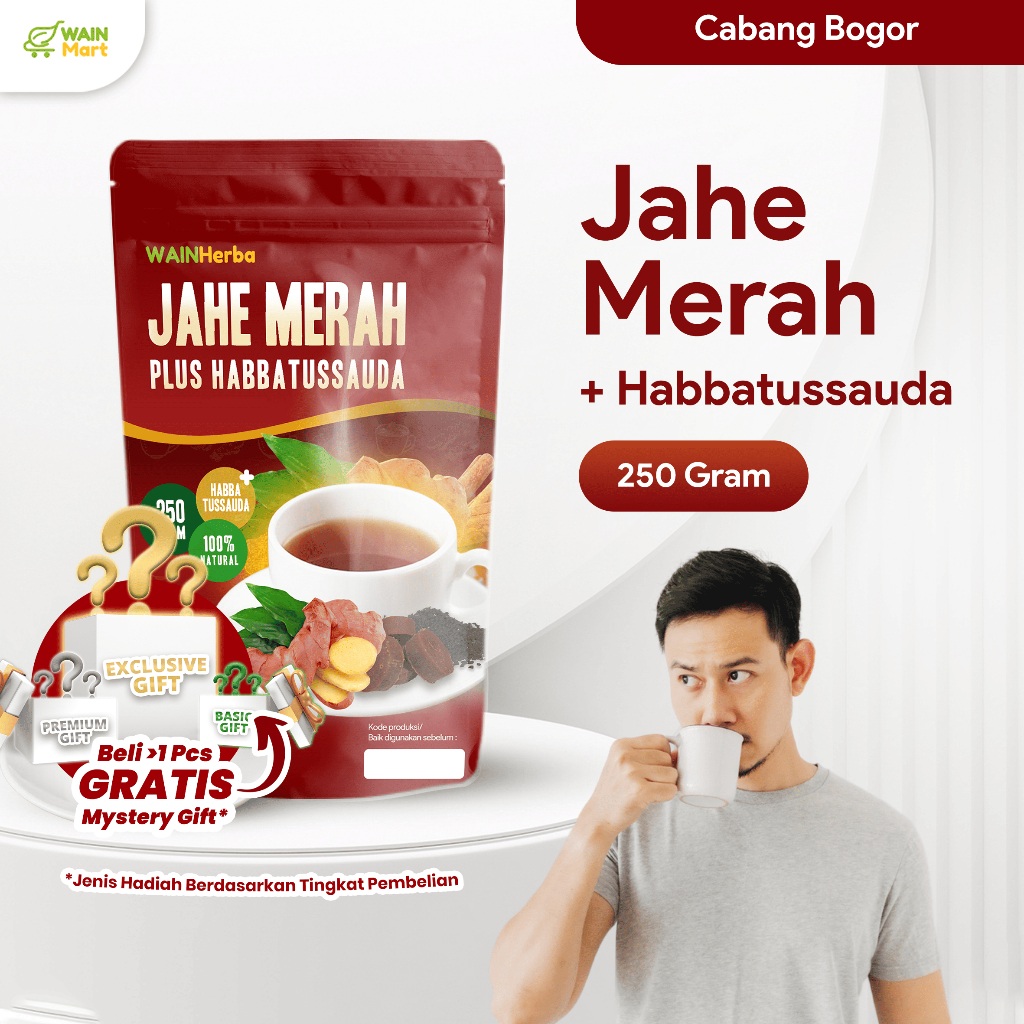 

WAINHerba Jahe Merah Plus Habbatussauda 250 Gram | Jahe Merah Bubuk Mix (Minuman hangat tradisional)