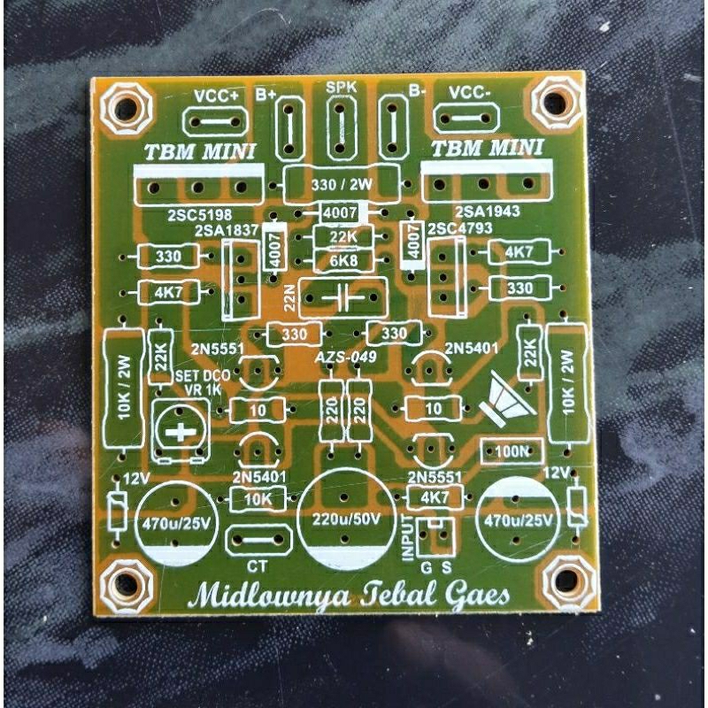 PCB Power Amplifier TBM Mini Midlow Tebal Karakter Flat