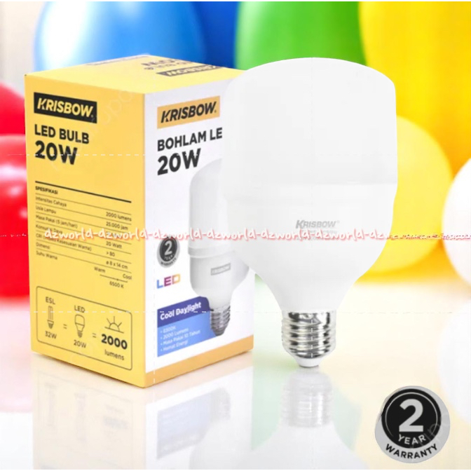 Krisbow Jumbo Bohlam Led 20w Lumi Cool Daylight Bola Lampu Boh lam Bolam 20watt Hemat Energi Garansi