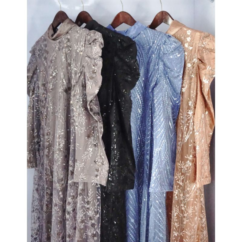 READY  Dress Pesta Muslimah | Gamis Pesta Muslimah Full Renda All Size