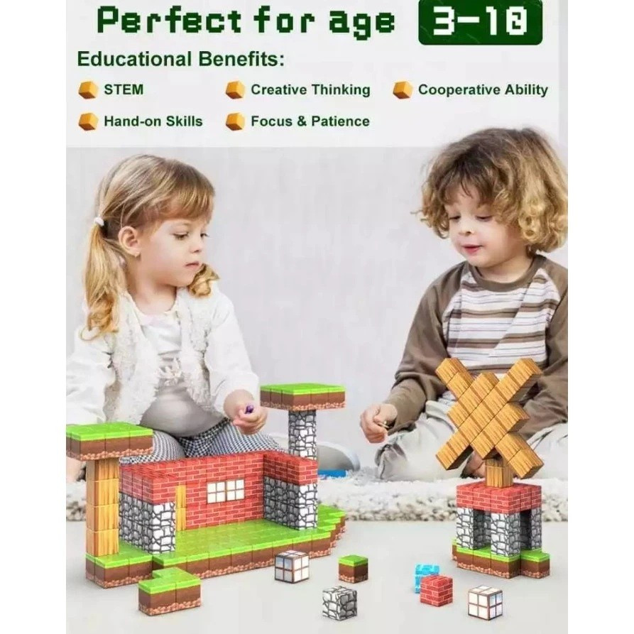 Mainan Edukasi Mainan Minecraft Magnet Block Minecraft Magnetic Block My World 6D Block