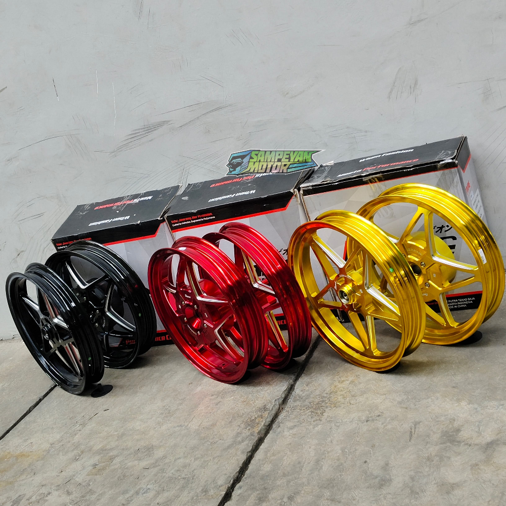 Promo Velg Set Variasi Murah Depan Belakang Palang 5 Bintang Biong LC - Star Ring 14 X 185 / 215 Unt