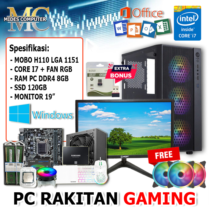 GAMING PC RAKITAN I7 GEN 7 DDR4 / PC KOMPUTER RAKITAN GAMING CORE I7