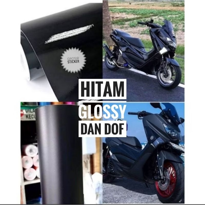 Skotlet Hitam Glossy Stiker Hitam Polos Motor Hitam
