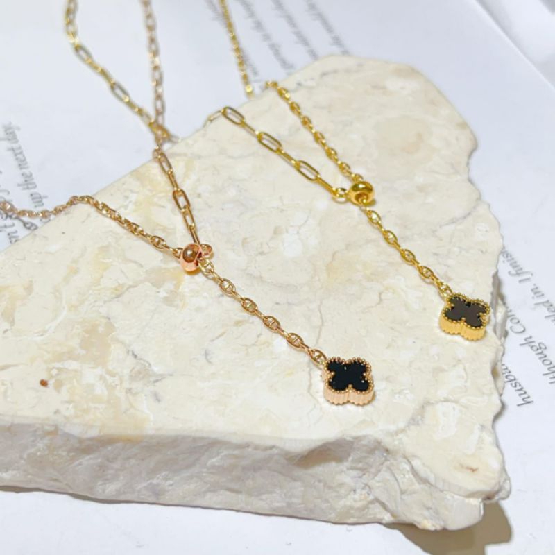 Kalung Serut Vancleef/ Kalung Serut Rantai Paperklip/Kalung Serut Titanium