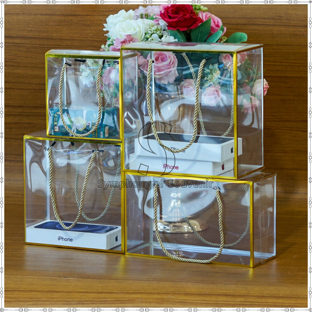 

Flower Bag List Emas Mika Transparant Kotak Bunga Kotak Souvenir Kotak Hadiah Hampers Gift Bag