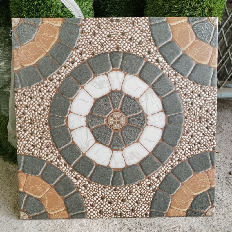 KERAMIK LANTAI 40X40 MOTIF BATU ALAM JERUK