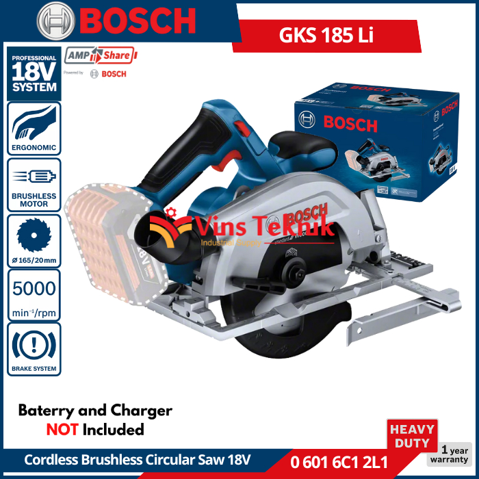 Mesin Gergaji Cordless Circular Saw 165mm GKS 185 LI BOSCH GKS185LI