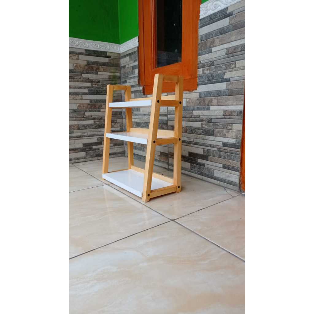 Rak Bumbu 3 Susun Serbaguna Bahan Kayu / Rak Kosmetik / Rak Kayu Serbaguna