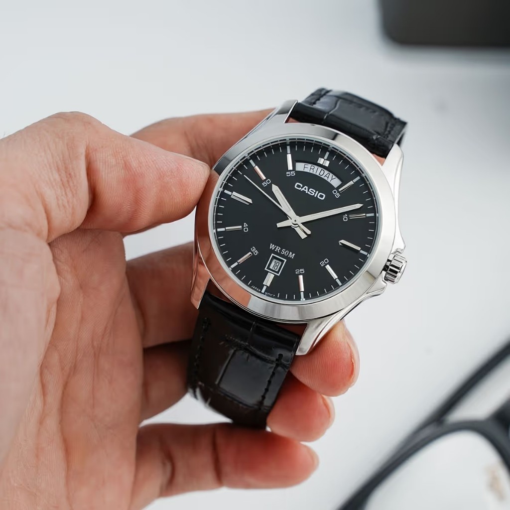 OFFICIAL JAM TANGAN PRIA ANALOG CASIO STANDARD MTP-1370L-1AVDF MTP1370 MTP-1370L ENTICER BLACK DIAL