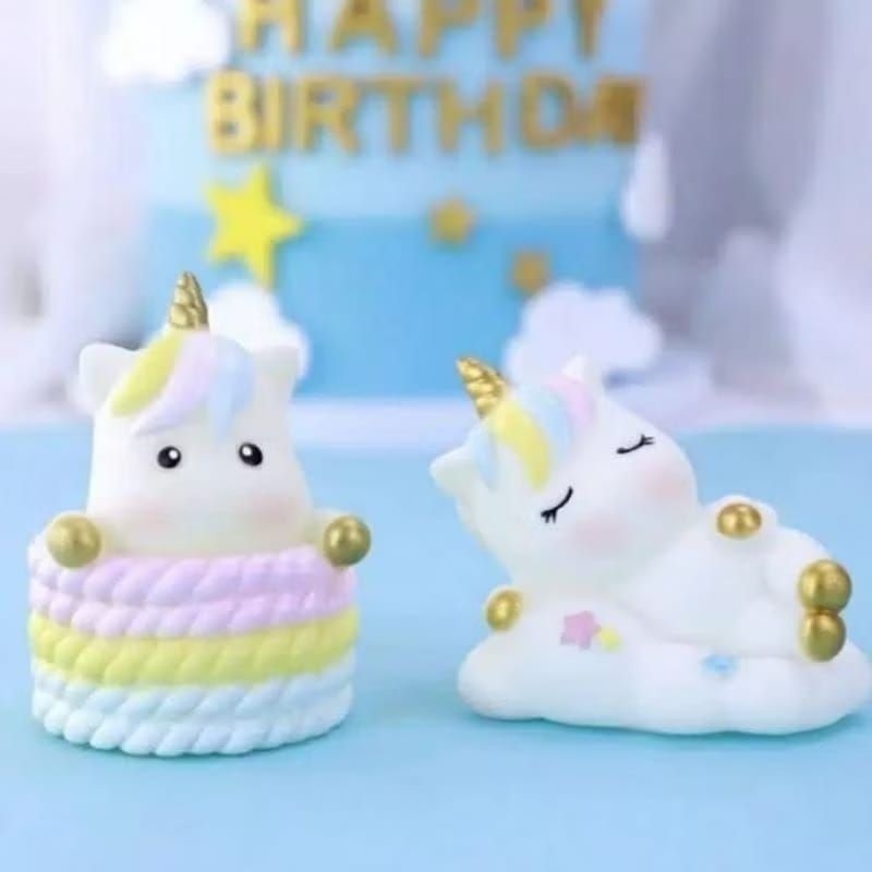 {IP} Pajangan kue ulang tahun Karakter Unicorn / Topper Kue Desain Unicorn Tidur / Figure Unicorn Pe