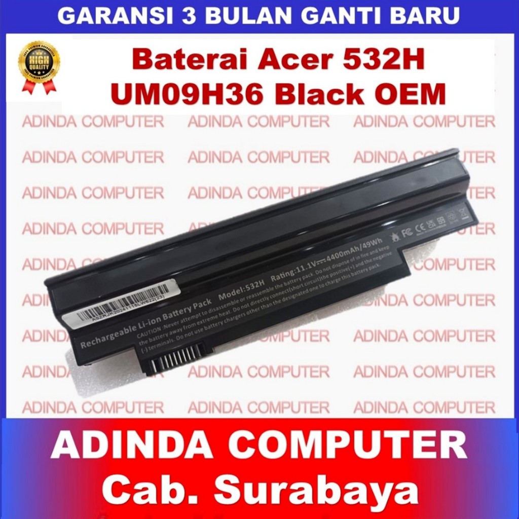 Baterai Acer Aspire One 532H UM09H36 UM09H41 UM09H51 UM09H56 UM09H70 UM09H73 OEM