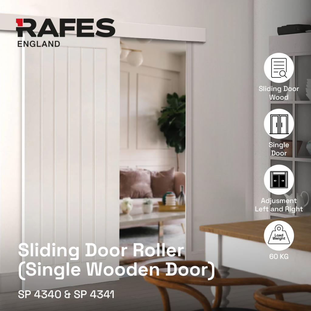 Aksesoris Rel Sliding Pintu RAFES ENGLAND Solid Nylon 60Kg 90cm (SP 4340) dan 1 Meter (SP 4341) Door
