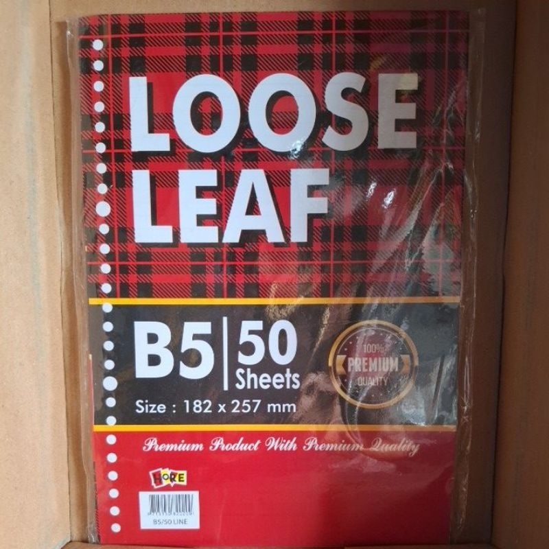 

isi binder / loose leaf B5 lembar 182x257mm merk HORE