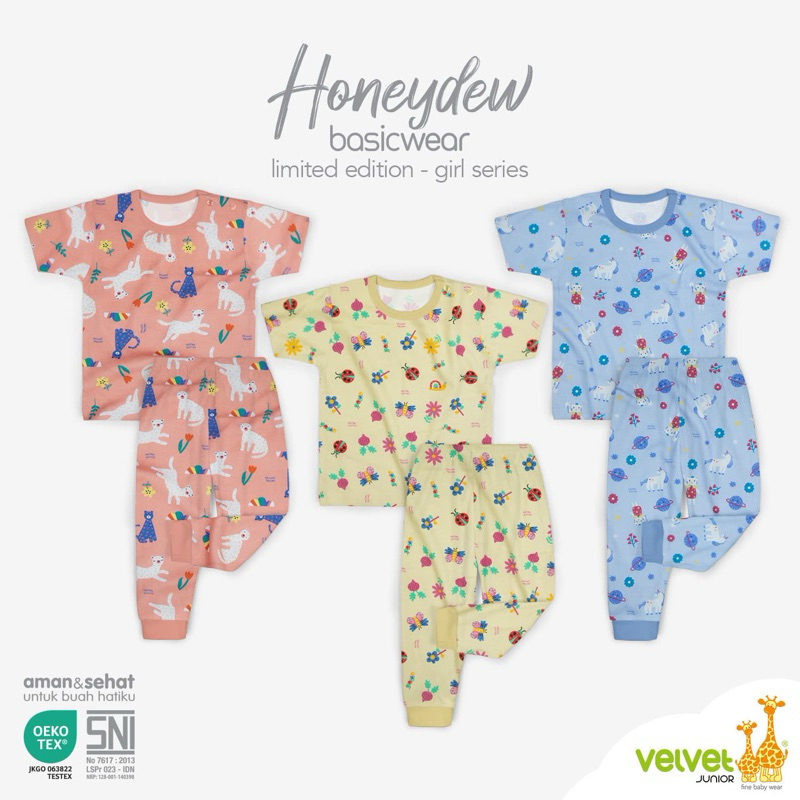 Velvet Junior - Basicwear Limited EditionGirl "Honeydew" - Setelan Baju Pendek Celana Panjang.