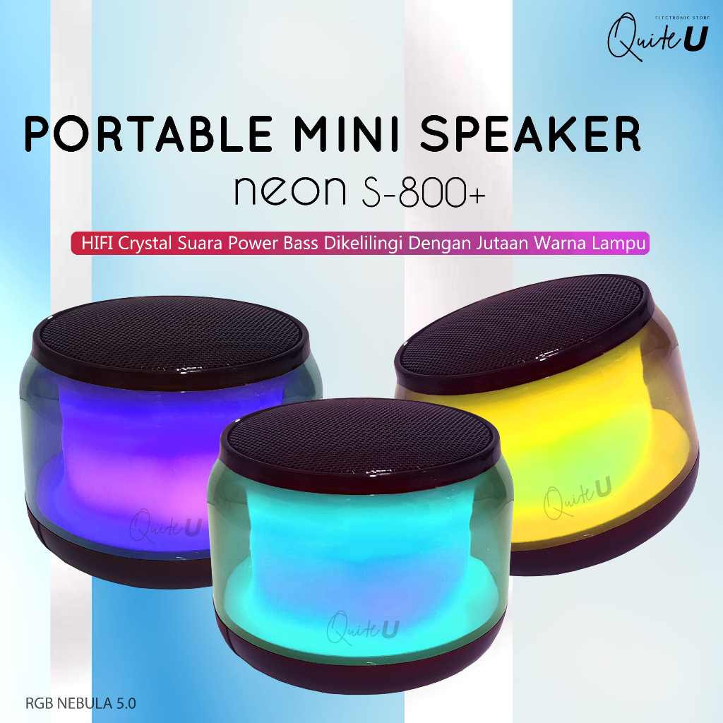 Speaker Mini Bluetooth Portable RGB Rainbow S-800+ Mini Box Perangkat Musik Jernih HIFI Suara Power 