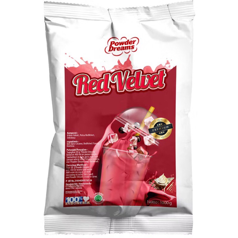 

Bubuk Powder Dream Varian Red Velvet kemasan 1000 gr(Reguler+Gula)