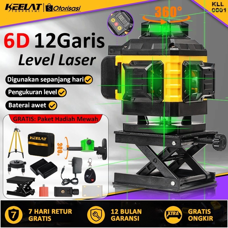 

【KEELAT-KLL0001】 Laser Level 4D 16Lines/12Lines Adjustable 360° Rotary Cross Auto Measuring Self Leveling Tool