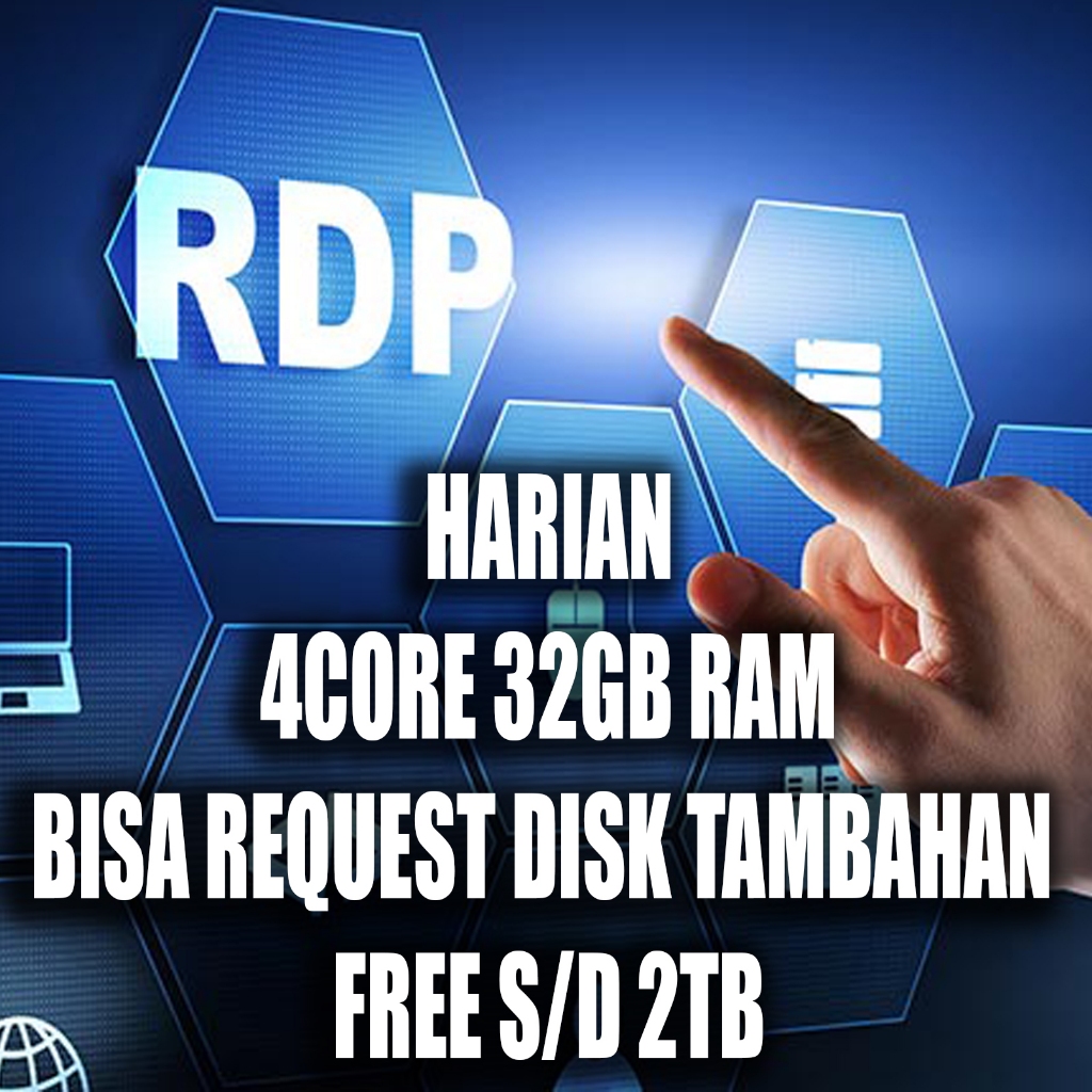 RDP / VPS Windows 4CORE 32GB RAM Full Admin Garansi FulL