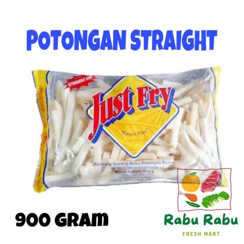 

Kentang Frozen Beku STRAIGHT (POTONGAN BESAR) JUST FRY berat 900 gran Kentang Goreng premium french fries promo murah resto restoran
