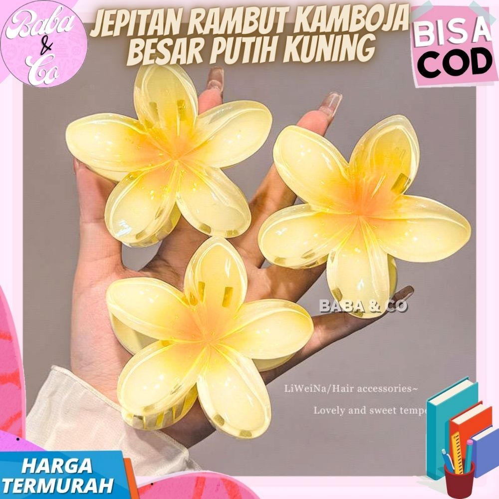 JEPITAN RAMBUT KAMBOJA BESAR PUTIH KUNING JEPIT RAMBUT KAMBOJA JEDAI KAMBOJA BESAR JEPITAN RAMBUT KA