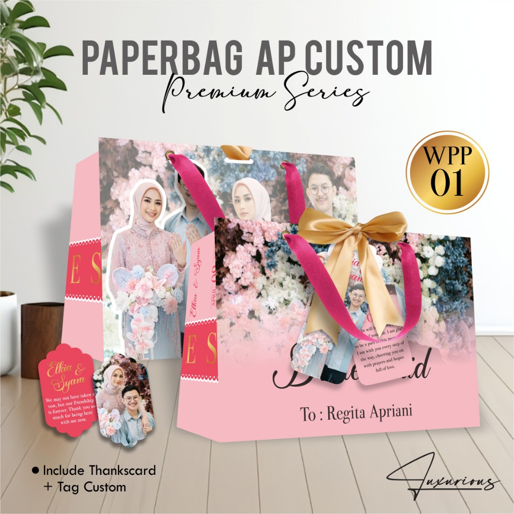 

PAPER BAG FOR WEDDING CUSTOM FREE FOTO FULL COLOUR - TAS PAPERBAG SOUVENIR PERNIKAHAN BAHAN KERTAS AP