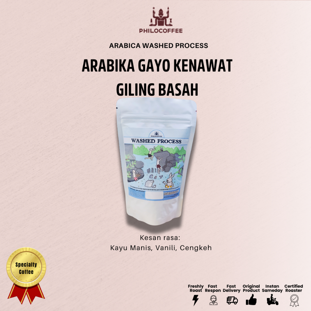 

Biji Kopi Arabika Gayo Kenawat Gilbas 50g | Wet Process Wet Hulled
